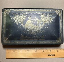 Vintage Candy Tin Box Made by Tindeco 7.5" x 4.25" x 1.5" Black and Gold
