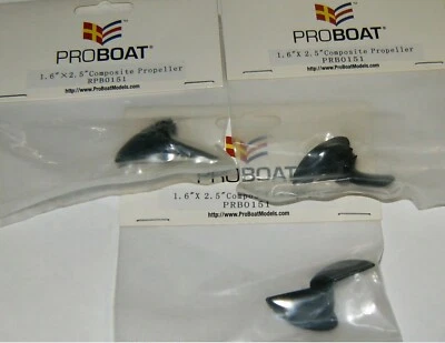 3 Pro Boat Propellers Composite 1.6 x 1.6 for 3/16 Shaft Shockwave 26 V3 PRB0151 - Image 1 of 2