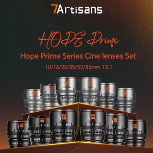 Lente de cine 7artisans 10/16/25/35/50/85 mm T2.1 para Sony E Fuji X Canon RF M4/3 - Imagen 1 de 20