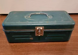 Vintage Green Steel Union Utility Chest Metal Fishing Tackle Box Tool Tote 2011 - Picture 1 of 10