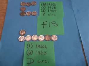 (14) Roosevelt Silver Dimes, circulated FREE SHIPPING - Picture 1 of 3