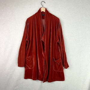 Amaryllis Womens Open Front Velvet Kimono 2X Long Sleeves Cardigan Boho Drapey - Picture 1 of 10