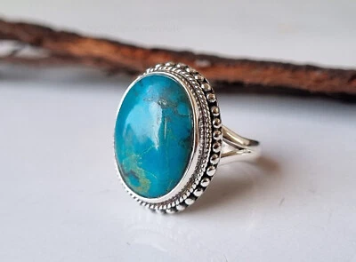 Sleeping Beauty Turquoise Gemstone 925 Sterling Silver Handmade Gift Ring PG1626 - Image 1 of 4
