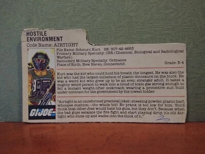 AIRTIGHT  1985 Hostile Environment file card only - Image 1 of 2