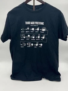 Camiseta negra Third Man Records planta de prensado de vinilo logotipo de Detroit (mediana) - Imagen 1 de 5