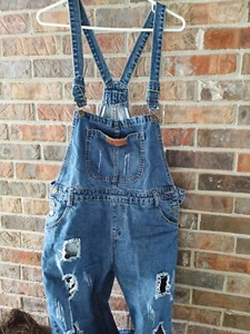 Lanhan Distressed Bibbed Denim Overalls. - Picture 1 of 11