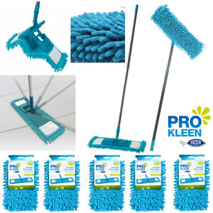 Extendable Flat Microfibre Floor Mop Super Absorbent Cleaning + Replacement Pads