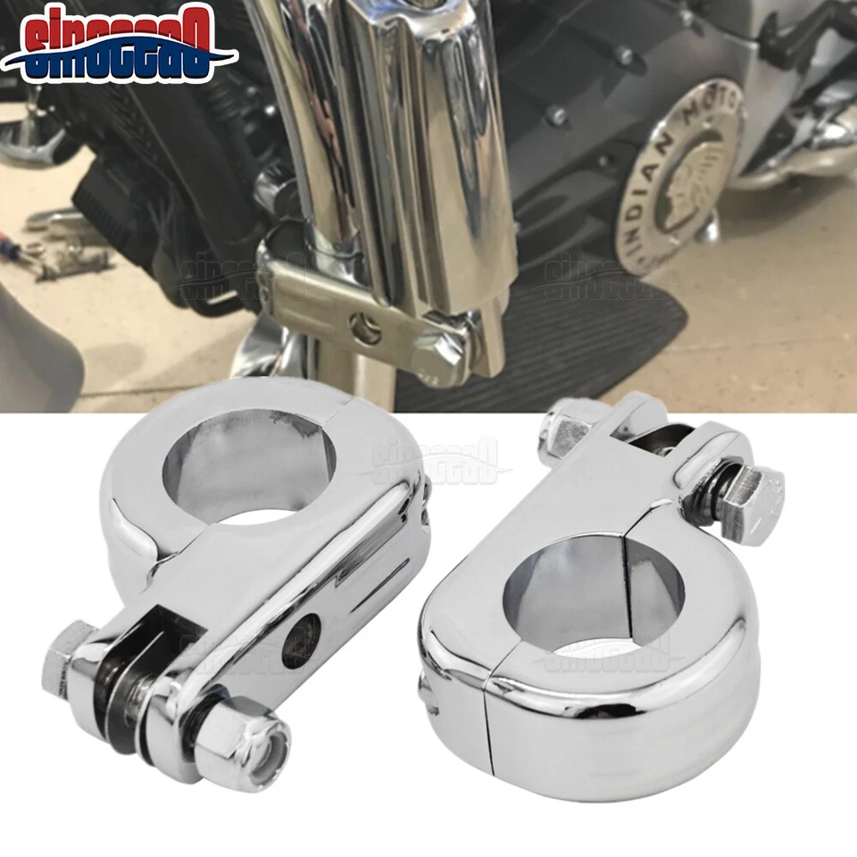 Abrazaderas de soporte de reposapiés clavija de motor de barra cromadas para motocicleta de 1,25" Foto 1 de 4