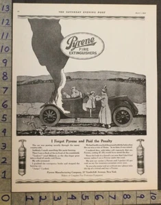 1916 MOTOR CAR AUTO SAFETY PYRENE FIRE EXTINGUISHER FAMILY AD 28036 - Picture 1 of 2
