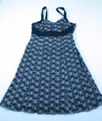 Vtg Black Floral Eyelet Sundress Boho Cottagecore Y2K Soft Girl Babydoll size 12 - Image 1 of 4