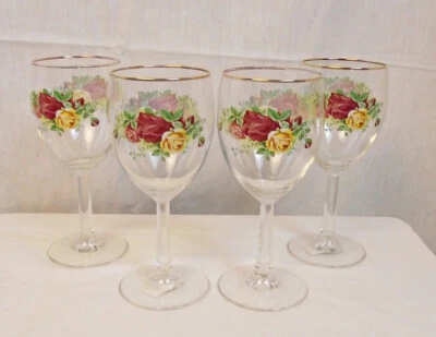 NUEVO Juego de cuatro copas de agua Royal Doulton Old Country Roses sin paquete Foto 1 de 4