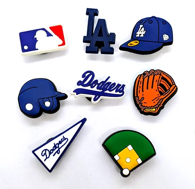 LOS ANGELES DODGERS ZAPATOS DIJES (8 piezas) Béisbol Genial Regalo "Estilo B" Conjunto Lote Foto 1 de 4