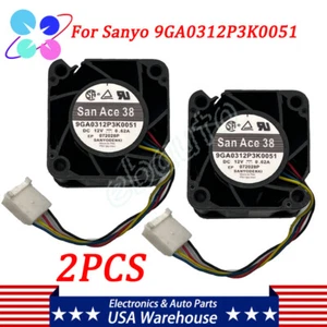 2 Pcs For Sanyo 3828 3.8CM 9GA0312P3K0051 12V 0.62A 4-Wire Cooling Fan - Picture 1 of 7
