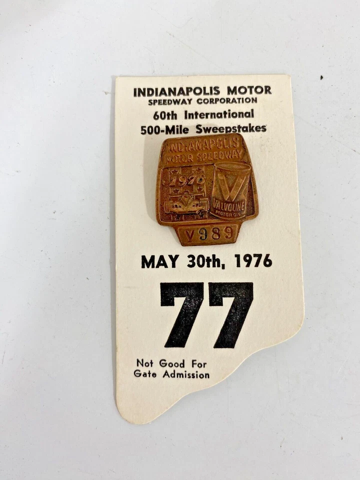 1976 Indy 500 Bronze Badge w/backer card - Image 1 of 1