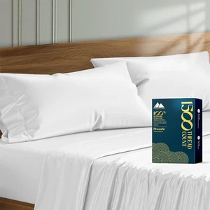 100% Egyptian Cotton Pillow Cases Standard/Queen Size Set of 2 - Luxury 1500 Thr - Picture 1 of 6