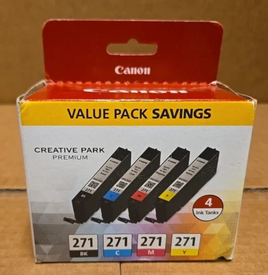 Подлинный Canon CLI-271 4-упаковка чернильницы - черный голубой пурпурный желтый - OVERBOX - Изображение 1 из 4