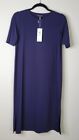 $198 Bnwt Eileen Fisher Viscose Jersey Midnight Navy Calf Length Dress Xxs/Ttp