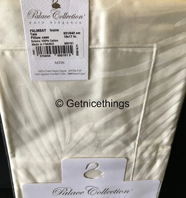 New  Yves Delorme Sham Case Palmbay Tropical Foliage Damask Solid Ivory France - Image 1 of 4