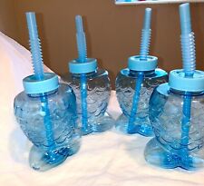 MERMAID  plastic drinking cups With Straws  Set Of 4  Summer Blue