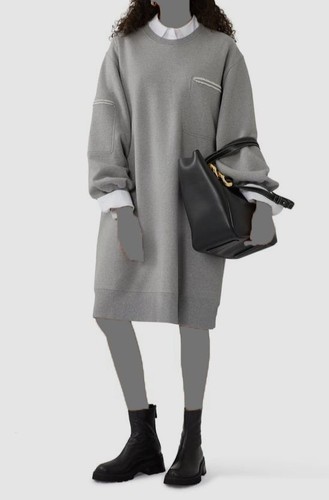 Abito oversize $645 MM6 Maison Margiela da donna grigio effetto invecchiato taglia L