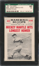 1961 NU-Card Baseball Mickey Mantle Baseball Scoops #422 SGC 5 EX 60