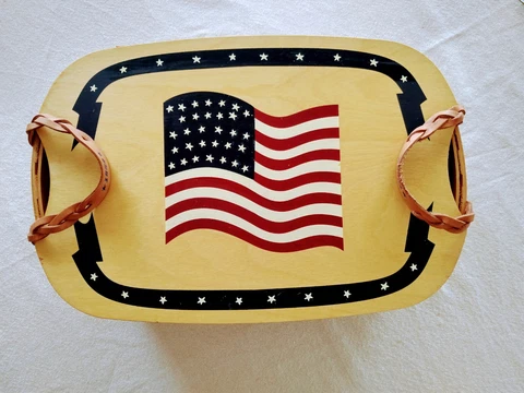 Large Peterboro Basket Co. 150th Anniversary Edition Patriotic Picnic Basket USA Cover