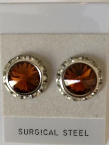 PENDIENTES PERFORADOS DE TOPACIO AHUMADO van con imanes número de exhibición de caballos cristal Rivoli - Imagen 1 de 1