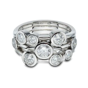 Stunning 2.00ct F-G/VS-SI 100% Natural Round Diamond Bubble Dance Ring, Platinum - Picture 1 of 5