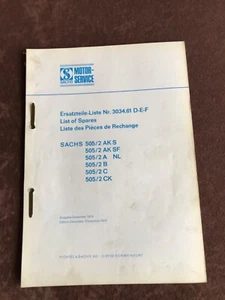 Sachs 505/2 AKS AK CK B NL lista de piezas de repuesto 1974 - Imagen 1 de 1
