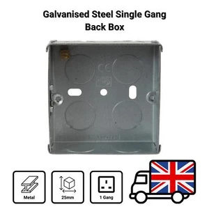 Single Metal Back Box 25mm Steel Metal Flush Pattress Wall Socket - Picture 1 of 1