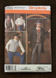SIMPLICITY 2895 Old West costume mens vest frock coat NEW pattern AA 38 40 42 44 - Picture 1 of 3