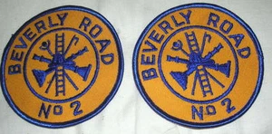 2 Parches De Colección Beverly Road Nº 2 Departamento de Bomberos Beverly Nueva Jersey Sin Usar - Imagen 1 de 2