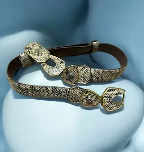 Cinturón de clip ajustable de piel de serpiente sintética de cuero genuino Chico's, S/M - Imagen 1 de 7