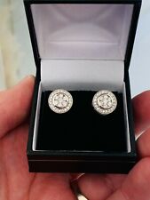 18ct gold diamond 1ct cluster earrings boxed 