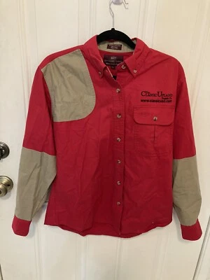 Boyt Harness Company Womens L Hunting Shirt Long Sleeve Red WTan Shoulder Guard - Image 1 of 4