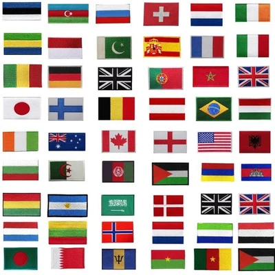 Embroidered Different sizes National Country Flags Iron Sew on Embroidered Patch - Image 1 of 4