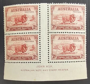 1934 Australia Ash Imp Blk 4X2d Crm Macarthur Mrino Shp stamps Lght Hlls MUH $40 - Picture 1 of 2