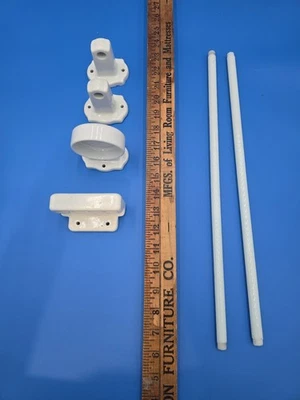 Art Nouveau White Porcelain Bathroom Towel w/ 2 Glass Rods Cup Toothbrush (6) - Image 1 of 4