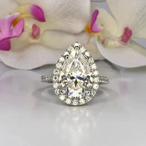 Alianza de diamantes talla pera de 6,40 quilates cultivada en laboratorio con certificación IGI/GIA platino 950 - Imagen 1 de 15