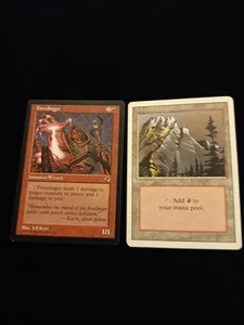 Fireslinger + Mountain Land Card MTG MAGIC Tempest Common LP TWO CardS - Picture 1 of 2