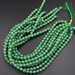 Natural Green Aventurine Gemstone 6 MM Round Smooth Beads Strand 15.5" - Picture 1 of 5