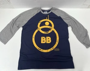 Star Wars BB-8 Raglan Navy Raglan Sleeve Graphic Tee Baseball T Shirt Size L - Picture 1 of 10