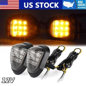 2x Motorcycle Flush Mount Turn Signal Indicator Blinker Amber LED Light DRL Lamp - Picture 1 of 14