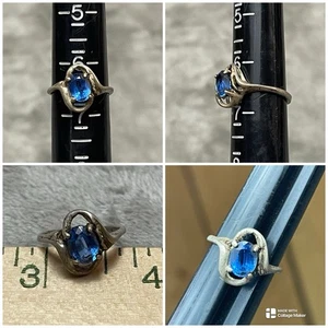 Vintage Blue Topaz Ring 925 Sterling Silver Size 7.5 - Picture 1 of 12