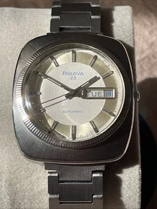Vintage Bulova 23 Day-Date 1972 N2 23J Automatic Serviced White Bullseye Dial - Picture 1 of 24