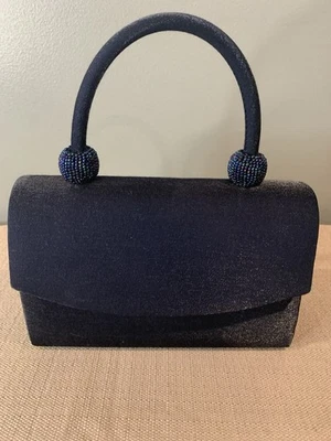 Bolso sin asas Le Regale para mujer elemento azul satinado forma cuadrada Foto 1 de 4