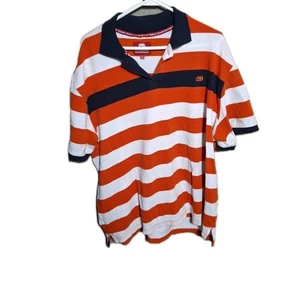Ecko Unltd Collared Polo Shirt Mens XXL Cotton Striped Blue / Orange/ White- C4 - Picture 1 of 3