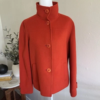 Talbots Mujer Rojo Naranja Corto 8P Abrigo Guisante Forrado Chaqueta Dinero Antiguo  Foto 1 de 4