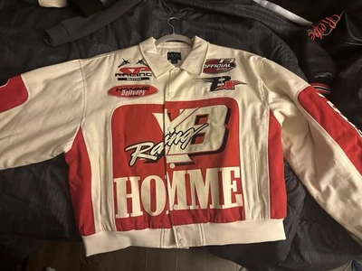 Chaqueta Boohooman "Boxy Twill Homme Moto Bomber Racing" Roja y Crema (Talla XL) Foto 1 de 2