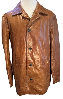 Abrigo Chaqueta Cuero Marrón Hugo Boss Talla 46R.                             P19445 Foto 1 de 4